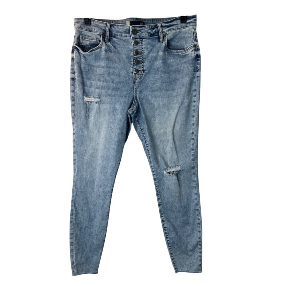 Kut From The Kloth Connie High Rise Ankle Skinny Jeans SZ 16 Distressed Raw Hem